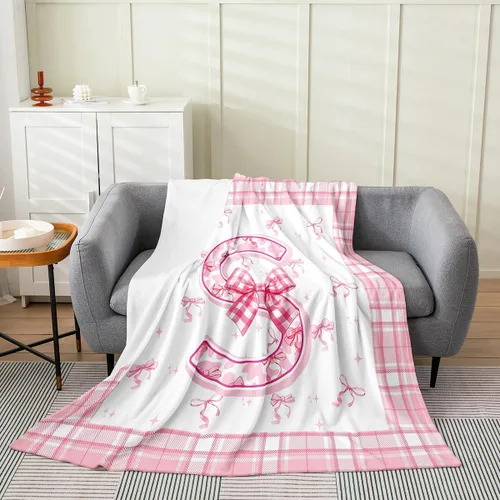 Vista 20 de Erosebridal Manta de franela con inicial de letra B, manta de forro polar con lazo rosa, 40 x 50 pulgadas, bonitos lazos del alfabeto, manta
