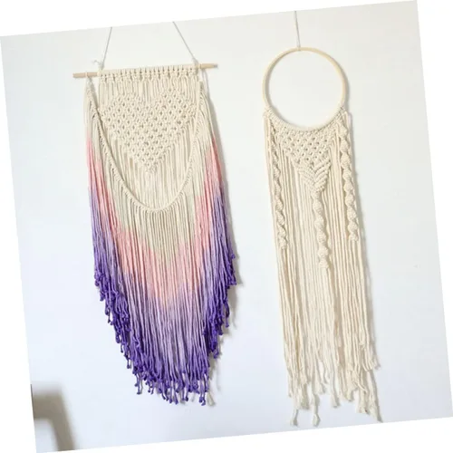 Vista 3 de EXCEART Anillo de macramé de 4.72 pulgadas, material de decoración, aro de madera para atrapasueños, manualidades, marco de corona para fiestas