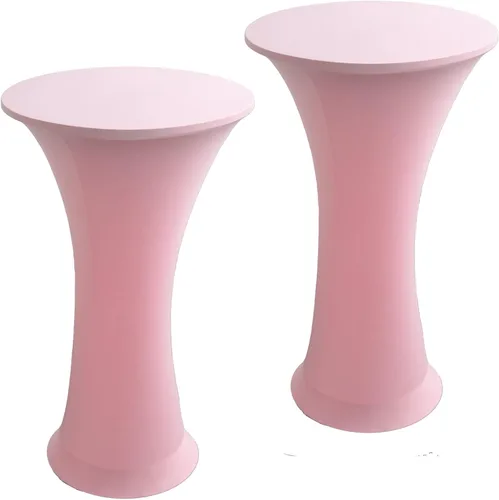 Vista 16 de Mantel Redondo Elástico de Spandex para Cóctel, Paquete de 2, 24"x43" Cubierta de Mesa Ajustada Highboy Elástica, Mantel Redondo de Cóctel para Mesa