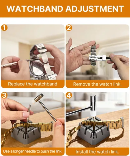 Vista 9 de EasyTime Kit de eliminación de eslabones de reloj: herramientas de cambio Plateado