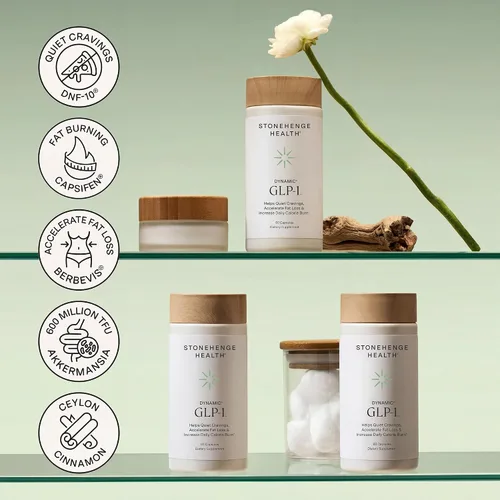 Vista 8 de Stonehenge Health Dynamic GLP-1 Suplemento de control de peso para mujeres y hombres, 550 mg de berberina, Akkermansia, apoya la regulación