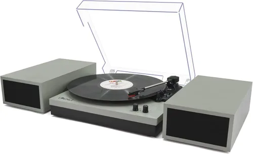 Vista 10 de LP&No.1 - Tocadiscos con altavoces estéreo incorporados, control LED, tocadiscos de vinilo de 3 velocidades con transmisión por correa