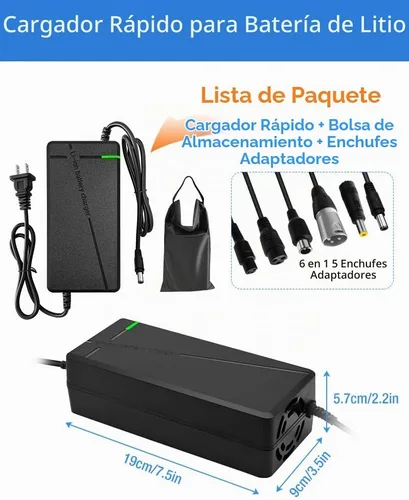 Vista 2 de Cargador de 54.6V 3A/5A con 6 enchufes adecuado para varias baterías de litio, como cortacésped y baterías de litio para sillas de ruedas, etc.