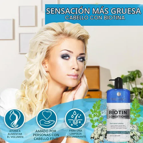 Vista 9 de BELLISSO Set de champú y acondicionador de biotina y acondicionador de biotina