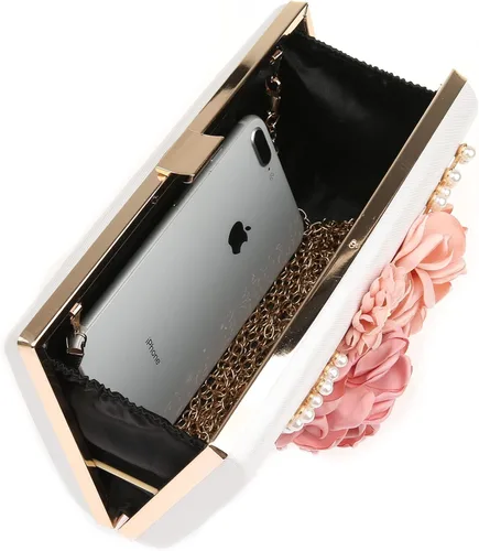 Vista 4 de Comeon Bolso de mano floral para mujer, bolso de noche de flores, elegante bolso de banquete, bolso de fiesta de dama para banquetes de boda