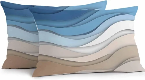 Vista 20 de Juego de 2 fundas de almohada para exteriores del Día de la Independencia, diseño de camión azul granja, bandera estadounidense, estrella
