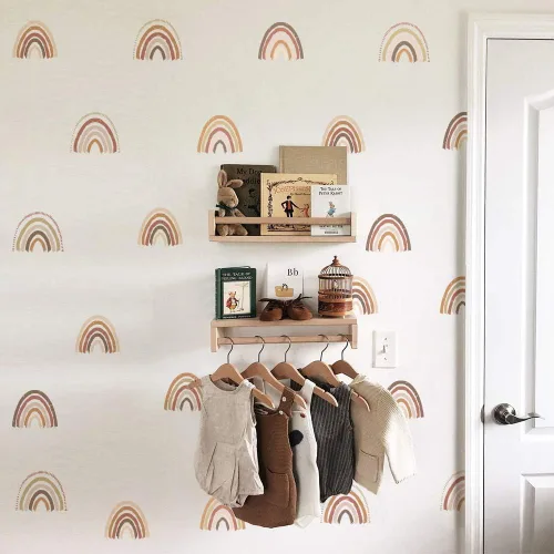 Vista 8 de funlife 72 PIEZAS Adhesivos de pared de flores de acuarela, para pegar y quitar, decoración de pared para dormitorio de niñas, flores boho