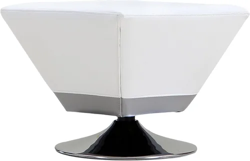 Vista 9 de Manhattan Comfort Diamond - Otomana giratoria de 360°, tapicería de cuero vegano, parte superior cuadrada biselada con elegante base cromada Azul