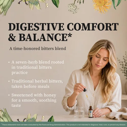 Vista 2 de Wise Woman Herbals Elixir agridulce, tónico amargo digestivo a base de hierbas, estimula el apetito y la digestión saludable, alivia la hinchazón