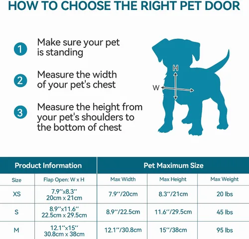 Vista 4 de PAWISE Puerta de perro de 2 vías, puerta para perro con cerradura con panel de metal seguro y solapa transparente flexible, resistente a