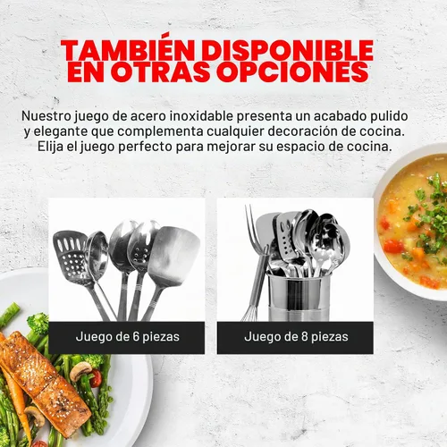 Vista 7 de Chef Craft - Juego de utensilios de cocina de acero inoxidable de 8 piezas con soporte para utensilios