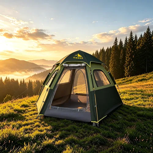 Vista 6 de Tienda de campaña Toogh con configuración instantánea, tienda impermeable para 2/3 personas, fácil y rápida de montar en 60 segundos con toldo