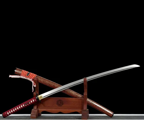 Vista 2 de Espada Katana Samurai de espiga completa, acero de alto carbono 1060, pulido de espejo, práctica, afilada de afeitar, espada japonesa de 41 pulgadas