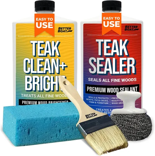 Vista 9 de Limpiador de teca para madera, aceite de teca o sellador de teca para barcos, muebles de interior, taburete de ducha y kit de restaurador de muebles