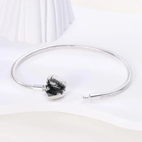 Vista 3 de Parmuz Pulsera de plata de ley 925 con dije de cadena de serpiente, ojo malvado, atrapasueños, llave, cierre de corazón, dije de viaje, momentos
