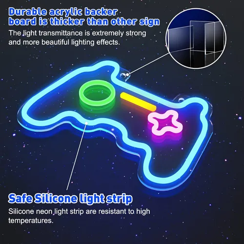 Vista 3 de Letreros LED de neón, con forma de gamepad para decoración de habitación de jugadores, decoración de pared de dormitorio, letrero de neón