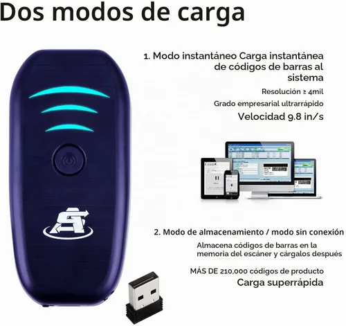 Vista 6 de ScanAvenger Escáner de código de barras Bluetooth portátil mini inalámbrico: escáneres manuales - Pistola de escaneo 1D inalámbrica y recargable