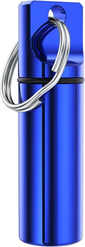 Vista 10 de Pastillero de bolsillo pequeño con llavero, aleación de aluminio portátil, mini organizador de píldoras, contenedor para bolso, pastillero de metal