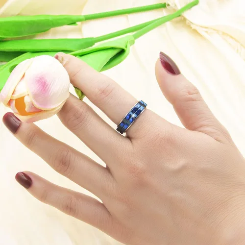 Vista 6 de AmorArtSky Anillos antiestrés para mujeres y hombres con ansiedad anillo giratorio de acero inoxidable de titanio, anillo para el pulgar, anillo