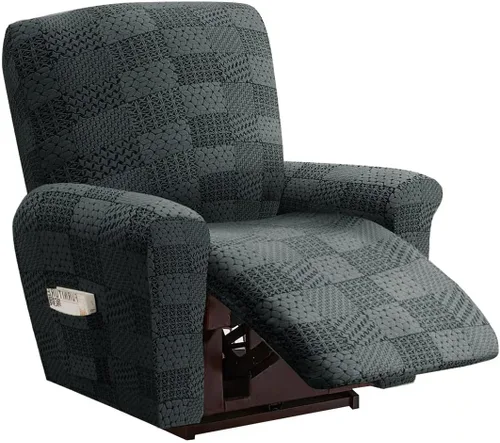 Vista 17 de vctops 10 fundas geométricas para sofá reclinable copetudo, suaves, elásticas y suaves de 4 asientos, funda antideslizante para sofá, protector