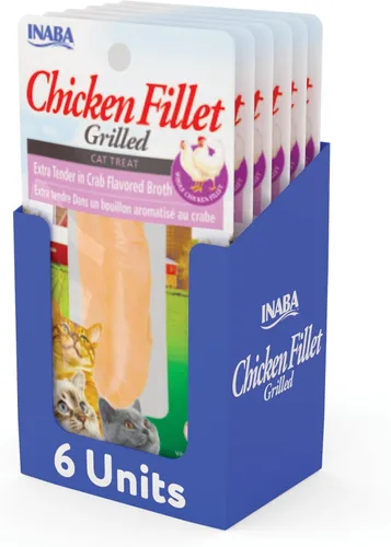 Vista 13 de INABA Natural, Filetes de Pollo a la Parrilla Cortados a Mano de Primera Calidad, Premios/Complemento/Suplemento para Gatos con Vitamina E