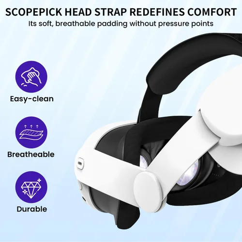 Vista 5 de Head Strap for Meta Oculus Quest 3 - Comfortable Memory Foam Padding, VR Accessories for Meta Quest 3 VR Set, 2023 Release VR Head Strap for