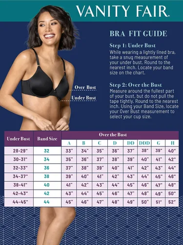 Vista 4 de Vanity Fair Brasier alisador de espalda de belleza de cobertura completa para mujer (34B-42D)