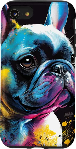 Vista 18 de French Bulldog Puppy Colorful Illustration Graphic Case for iPhone 17