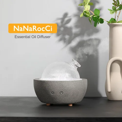 Vista 2 de Difusor de aromaterapia de aceite esencial para el hogar dormitorio habitación grande piedra de vidrio ultrasónico aroma aroma niebla difusor