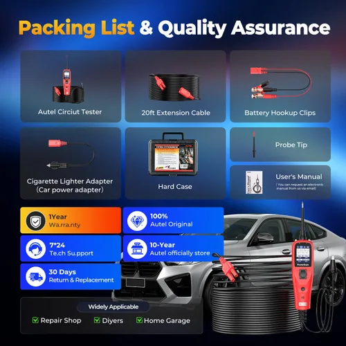 Vista 9 de Autel PowerScan PS100 - Probador de circuito automotriz 2.0, herramienta de sonda de circuito de alimentación de 12-24 V, buscador de circuito