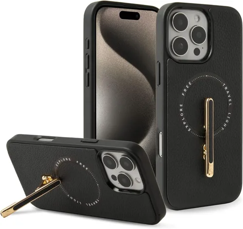 Vista 11 de CUSTYPE Funda para iPhone 13 Pro Max de 6.7 pulgadas con soporte, funda de cuero delgada con soporte de 2 vías, compatible con MagSafe, funda