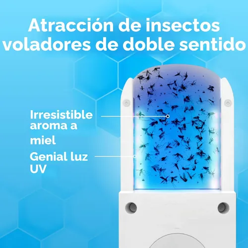 Vista 3 de BugMD - Trampa para moscas de frutas sin zumbido para interiores con luz UV Colector de mosquitos y matamosquitos para casa, cebo con aroma a miel