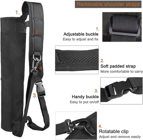 Vista 4 de Carcaj de arco ligero para la espalda con doble uso plegable compacto, bolsa de flechas para la cadera con sistema Molle colgado para tiro al blanco