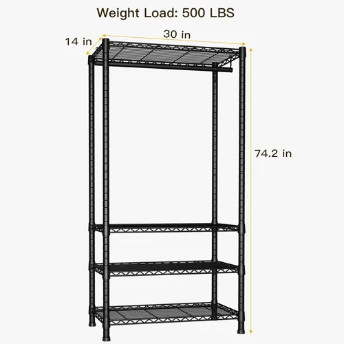 Vista 3 de Ulif H2 - Perchero resistente para ropa de 4 niveles independiente, estante para colgar ropa con estantes y perchas, organizador de clóset y sistema