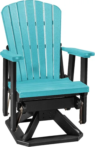 Vista 13 de DutchCrafters Slat Fan Back Poly Adirondack Swivel Glider Outdoor Patio Chair (Black)