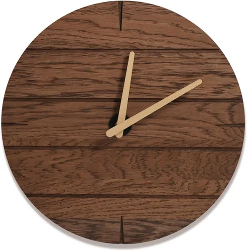 Vista 7 de CONSDAN Reloj de pared de madera que funciona con pilas, decoración de pared de madera dura cultivada en Estados Unidos, reloj analógico de madera