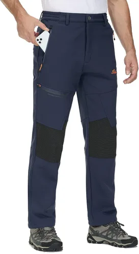 Vista 2 de TACVASEN pantalones de senderismo para hombre con forro polar reforzados en las rodillas ligeros para esquí y snowboard sin cinturón