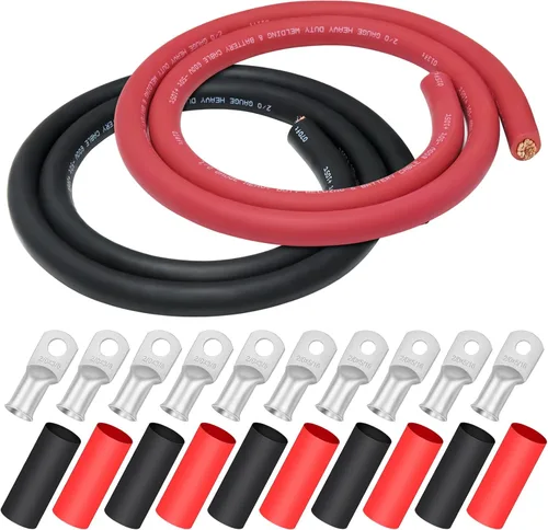 Vista 9 de iGreely Alambre Calibre 6 AWG 20 Pies Negro + 20 Pies Rojo Batería de Soldadura Cable Ultra Flexible de Cobre Puro + 5 pzs de Conectores de Terminal