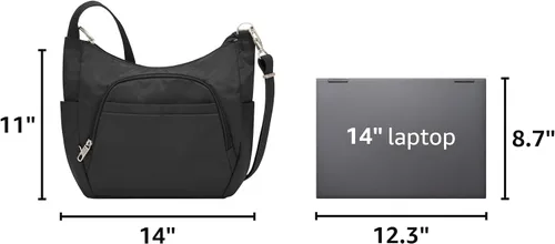 Vista 3 de Travelon - Bolso antirrobo clásico tipo bandolera con asa superior Negro