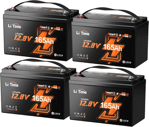 Vista 16 de Litime Batería de litio Xtra-Mini LiFePO4 de 12 V 100 Ah con Bluetooth y BMS de 100 A, mini batería de litio de 12 voltios, máximo 15000 ciclos