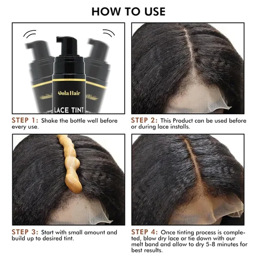 Vista 4 de Dolahair Mousse de tinte de encaje fundido y spray para pelucas de color marrón oscuro, espuma para pelucas frontales de encaje (marrón oscuro)