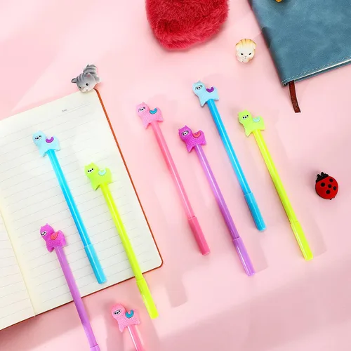 Vista 4 de Tenare Lama - Bolígrafos de tinta de gel de alpaca, 20 unidades, diseño de animales lindos kawaii, color negro, 0.020 in para niños