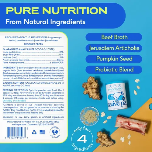 Vista 5 de Native Pet Aceite Omega para perros (8 onzas) y probiótico para perros (4.1 oz.)