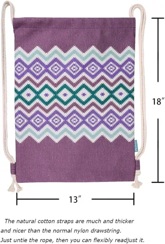 Vista 6 de Mochila con cordón Miomao estilo bohemia cadena bolsa lona playa deporte Daypack