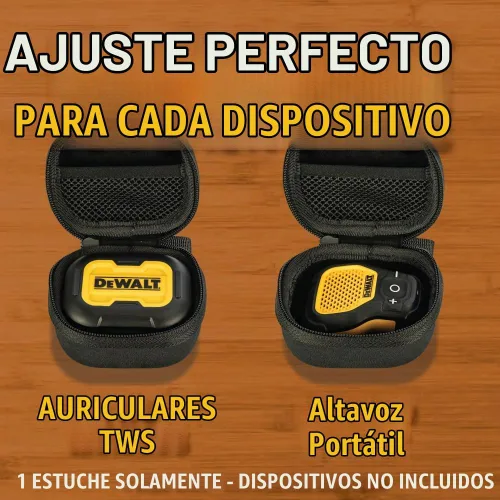 Vista 4 de DEWALT Funda protectora resistente para auriculares TWS y altavoz portátil, compacta y ligera con funda de auriculares EVA, carcasa dura, a prueba