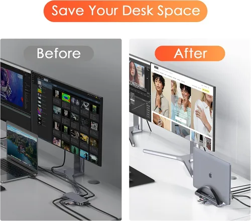 Vista 16 de TobenONE MacBook Pro/Air Docking Station Stand, Dual 4K HDMI, 100W Charger