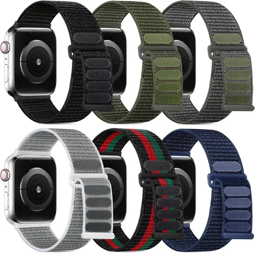 Vista 11 de WJK Correas elásticas de nailon compatibles con correas de Apple Watch de 1.496 in 1.575 in 1.614 in 1.654 in 1.732 in 1.772 in 1.811 in 1.929 in