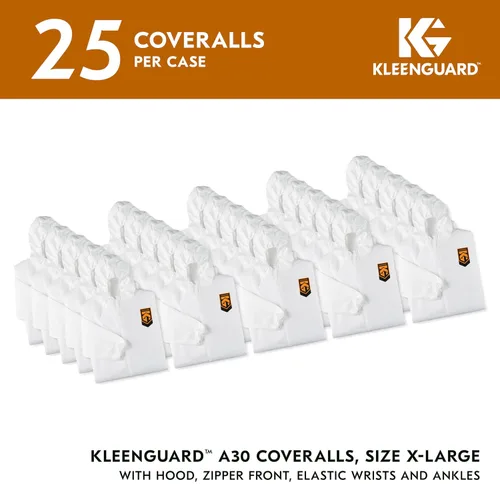 Vista 2 de KleenGuard 46114 A30 - Overol elástico con capucha en la espalda y puños con capucha, blanco, XL (caja de 25)