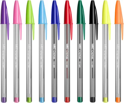 Vista 7 de BIC Cristal Bolígrafos multicolor, varios colores, bolígrafos biro para todos los días con punta ancha (0.063 in), paquete de 20