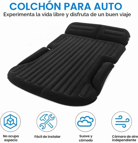 Vista 4 de Colchón de aire SUV grueso de doble cara flocado colchón de coche con bomba Negro